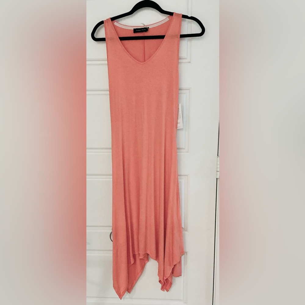 IVANKA TRUMP Woman’s Medium Coral, Jagged Hem, Belt, Sleeveless Dress NWT